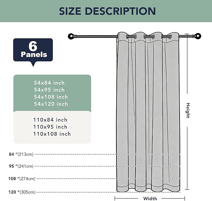 Outdoor Curtains for Patio Waterproof - 6 Panels Privacy Weatherproof Outside Curtains with Grommets for Pergola, Gazebo, Porch, Cabana, Balcony, 54 x 108 Inch, Taupe