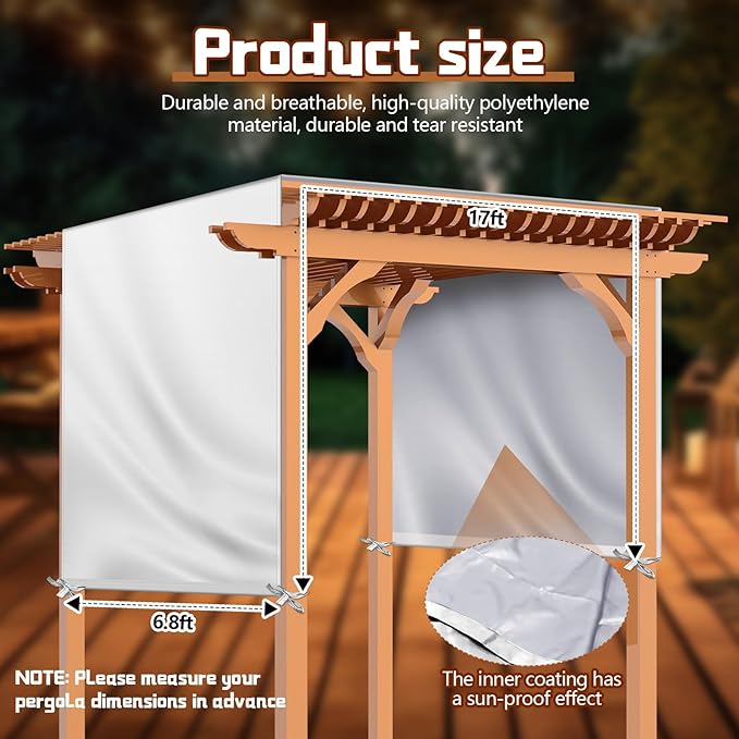 Universal Pergola Replacement Canopy Outdoor Canopy Shade Cover Waterproof Shade Top Cover for Outdoor Patio Porch Backyard(17 x 6.8 ft,Beige)