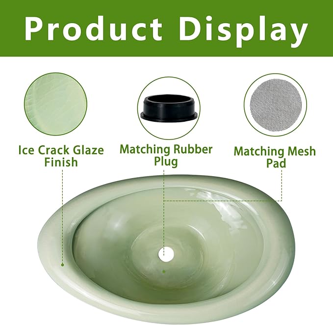 Ceramic Bonsai Pots - Large Succulent Planter 18 Inch Plant Pot Indoor Succulent Pot with Drainage Hole Outdoor Planter Bonsai Tree Pot for House Home Garden Decor Green