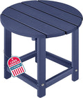 LZRS Round Adirondack Patio Side Table End Table, Outdoor Side Tables for Patio, Backyard,Pool, Indoor Companion, Easy Maintenance & Weather Resistant(Navy Blue)