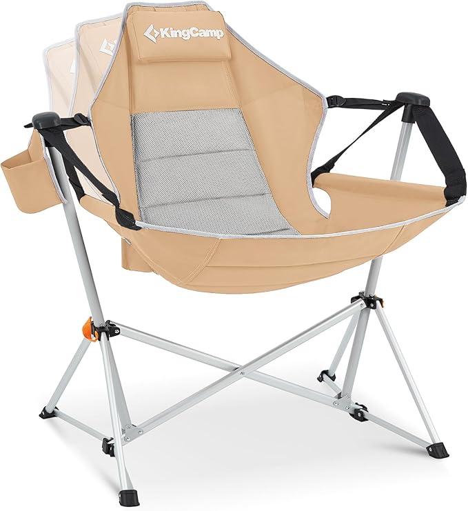 KingCamp Hammock Camping Chair, Swinging Portable Folding Camp Chairs for Adults Max 400lbs Heavy Duty Foldable Oversized Rocker with Aluminum Alloy Frame Cup Holder for Outdoor Beach Patio Sport