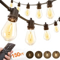 addlon 150FT LED Outdoor String Lights with Remote Dimmable Patio Lights with Timer & 3 Lighting Modes, 48 Shatterproof Edison Bulbs, Waterproof Shatterproof Hanging for Outside Backyard Porch Party