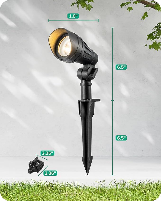 EDISHINE Low Voltage LED Landscape Lights with 35° Beam Angle, 3.2W 240LM 3000K Outdoor Landscape Lighting, CRI 80, Waterproof SpotLights for Trees, House, Yard, Garden, ETL Listed, 4 Pack