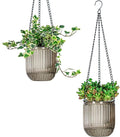 Josteve 4.5 Inch 2 Pcs Self Watering Hanging Planter Indoor Plant Pots Drainage Holes, Outdoor Small Hanging Planters Flower Pot Basket, Visible Water Level, Plant Hanger Home Decor, Gardening