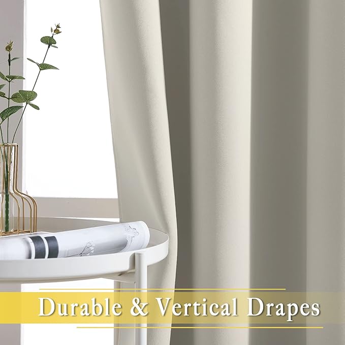 NICETOWN Patio Blackout Curtain Panels - Extra Wide Sliding Door Thermal Insulated Drape, Privacy Room Divider Curtain for Bedroom Office (Natural, 66 x 118 Inch Long)