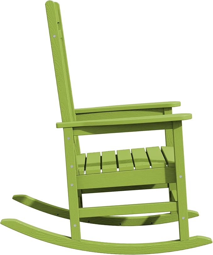 KINGYES Outdoor Rocking Chair Set of 2, High Density Polyethylene Patio Rocking Chairs with 330lbs Support for Adults, Pistachio Green