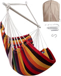 Miztli Hammock Chair with Hanging Chair Cover – Max 500 Lbs, Steel Spreader Bar with Anti-Slip Rings, Comfortable Indoor & Outdoor Hanging Chair – Includes Protective Waterproof Cover (57x45.5 in)