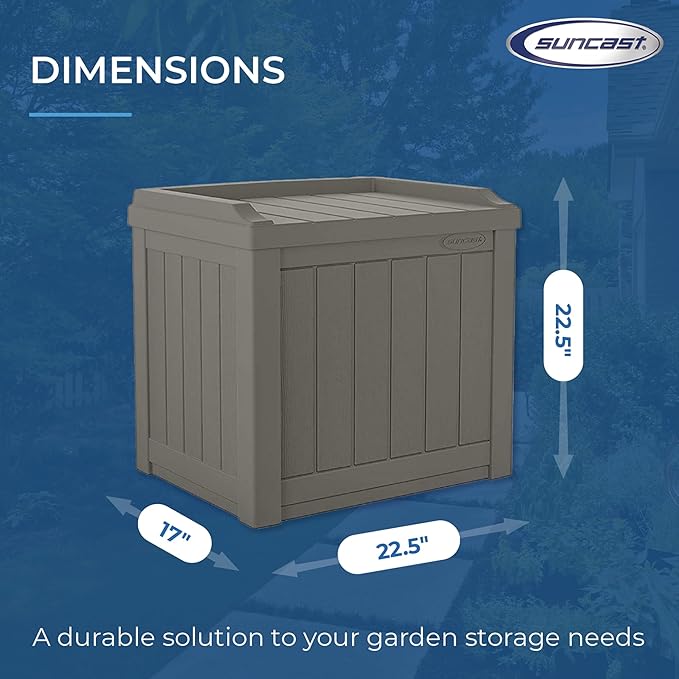 Suncast 2 Pack 22 Gallon Indoor or Outdoor Backyard Patio Small Storage Deck Box with Attractive Bench Seat and Reinforced Lid, Stone Gray