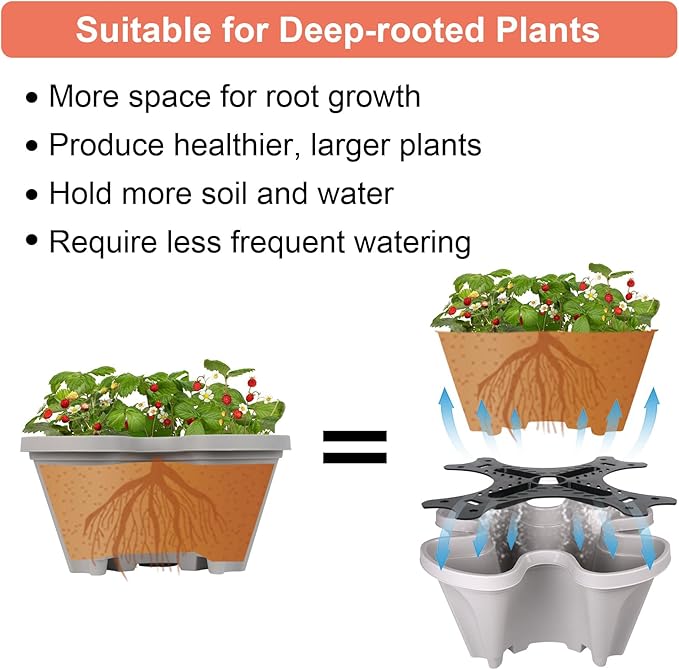 GameXcel Vertical Planter 7 Tier Stackable Planters Garden Planters Strawberry Herb Flower and Vegetable Planter Indoor Outdoor Gardening Pots with Removable Wheels and Tools - Gray