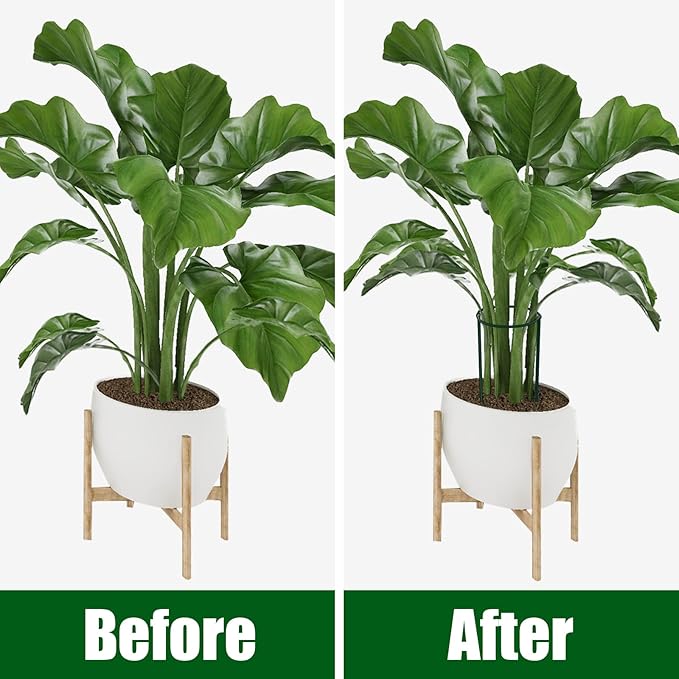 FEED GARDEN 6 Pack Plant Support Stakes, Peony Cages and Supports, Metal Garden Plant Stake(10" Wide x 16" High) Green Half Round Plant Support Rings for Outdoor Indoor Plants, Tomato, Hydrangea