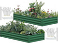 YITAHOME 72x36x12 in 2pcs Galvanized Raised Garden Bed Kit, Large Metal Planter Box with Gloves & Support Rod, Outdoor Flower Bed for Plants Vegetables, Green