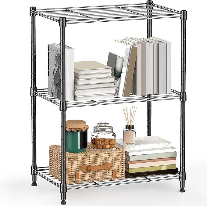 450 lbs Steel Storage Shelving 3-Tier Utility Shelving Unit Steel Organizer Wire Rack for Home,Kitchen,Office (11.8" D x 17.7" W x 26.3" H)