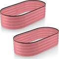 Plant & Plot Galvanized Raised Garden Beds Outdoor // 4×2×1 ft (2-Pack) Planter Raised Beds for Gardening, Vegetables, Flowers // Large Metal Garden Box (Pink) // Patented Tool-Free Design