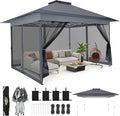 C0BIZI Gazebo 10x15 Pop up Canopy,Gazebos on Clearance-Canopy Tent with Mosquito Netting for Lawn,Garden,Backyard & Patio-Outdoor Tent-Water Resistant and UPF50+ (Gray)