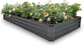 GARDMAX 8x4x1FT Galvanized Raised Garden Bed Kit, Metal Planter Boxes Outdoor with Easy Assembly, Large Garden Bed for Vegetables, Fruits, Flower, Herbs Rectangle Dark Gray
