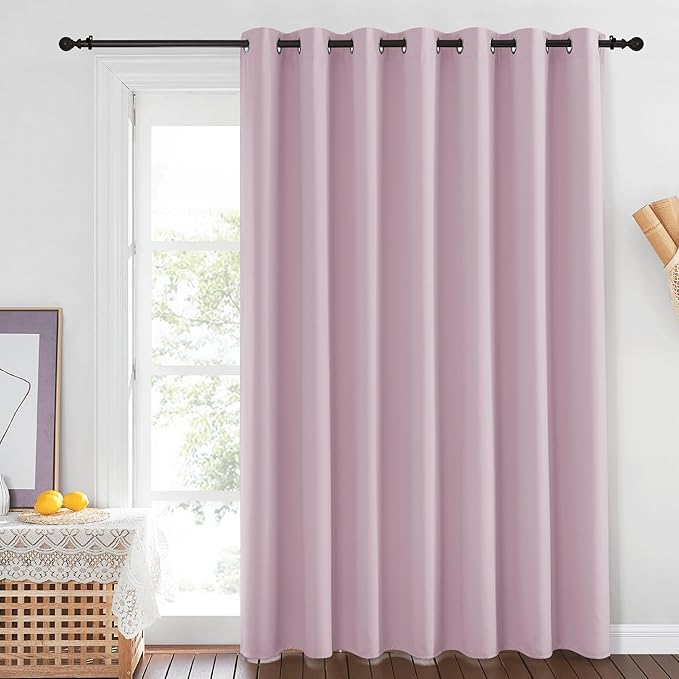 NICETOWN Room Darkening Baby Pink Curtains W100 x L84 for Sliding Door, Grommet Thermal Insulated Light Blocking Window Treatments for Bedroom/Living Room, 1 Panel