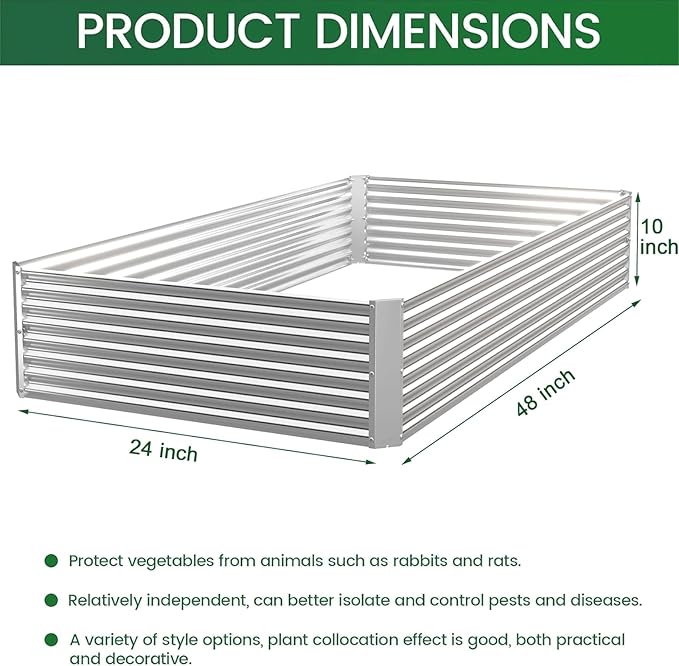 3 Pack Corrugated Galvanized Steel Raised Garden Bed Outdoor, Metal Above Ground Garden Bed for Vegetables and Flowers, Rectangle Raised Beds for Gardening-4x2FT