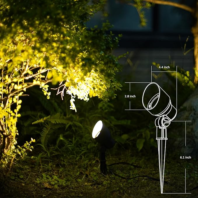 Malibu 8 Pack Low Voltage Spotlights Outdoor Landscape Lighting 20W 145 Lumens Halogen Flood Light 2800K with Plastic Spike and Connector for Garden Pathway Driveway 8301-9604-08