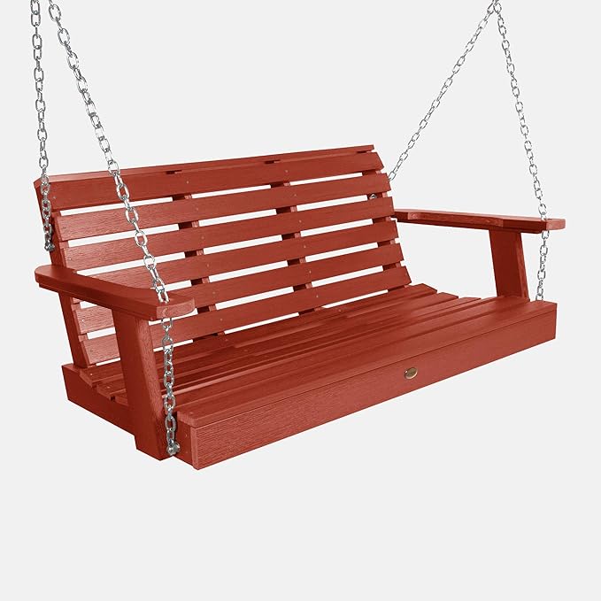 Highwood Weatherly Porch Swing, 4 Feet, Rustic Red