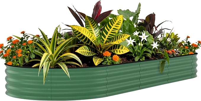 Garvee Galvanized Raised Garden Bed Outdoor, 8x4x1.5 ft Metal Planter Box for Flowers Vegetables, Rust-Resistant Raised Garden Beds for Gardening, Easy Assembly Outdoor Garden Box & Planters, Green