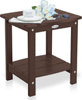 Y&M Outdoor Side Table, HIPS Adirondack Small Double Layer Table, Waterproof Square Outside Table, Balcony End Tables for Patio, Pool, Porch, Deck, Indoor or Outdoor Use, Coffee