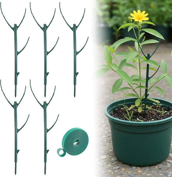 Grevosea 5 Pack Plant Support Stakes, Stackable Monstera Plant Supports for Indoor Outdoor Plants Garden Stakes Trellis for Climbing and Potted Plants Pothos Flowers