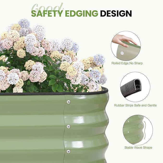 G GOOD GAIN 3-in-1 Adjustable Raised Garden Bed Kit | Galvanized Planter Boxes for Vegetables, Flowers | 12" Tall, Multiple Sizes (4x2x1ft, 3x3x1ft, 5x1x1ft) | Outdoor Metal Raised Bed, Green