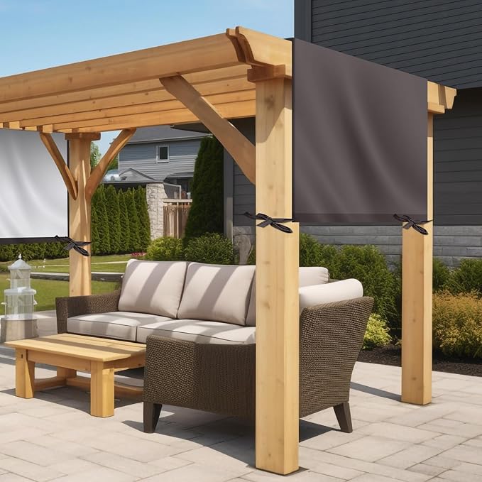 Universal Pergola Replacement Canopy Outdoor Canopy Shade Cover Waterproof Shade Top Cover for Outdoor Patio Porch Backyard(12 x 8 ft,Coffee)