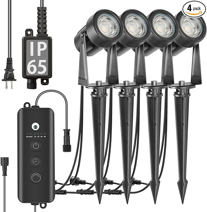 SUNTHIN Outdoor Landscape Lighting with Dusk to Dawn Sensor Controller, 4 Pack