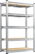 REIBII Garage Shelving, 5 Tier Storage Shelves Load 2400LBS, Adjustable Garage Shelves Heavy Duty, Metal Shelving Unit with Waterproof Columns for Warehouse, 35.5" W x 11.9" D x 72" H, Galvanized