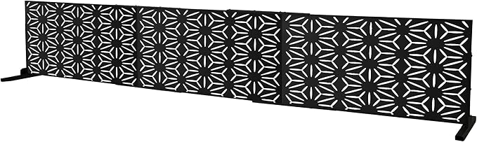 Oakland Living 6 ft. X 4 ft. Black Freestanding Metal Privacy Screen Room Divider