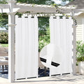 Easy-Going Linen Look Outdoor Curtains Waterproof Windproof Porch Curtains, Soft Thicken Outdoor Privacy Curtains for Patio, Gazebo, Grommet Top and Tab Bottom Drape, 1 Panel, 54x108 inch, White