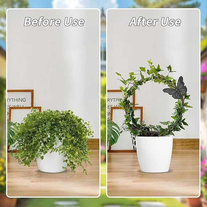 3Pack Trellis for Climbing Plants Indoor, Rust-Proof Trellis for Indoor Potted Plants Round Circle Trellis with Butterfly Houseplant Metal Wire Trellis for Vine Ivy Flower Plant Support