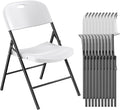 Nazhura 350 Weight Limit Heavy Duty Plastic Folding Chair with Reinfoced Steel Frame for Indoor and Outdoor, Wedding, Party, Restaurant, Meeting Room, Patio and Garden (White, 10 Pack)