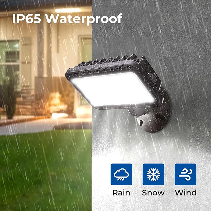 CINOTON 20W LED Flood Lights Outdoor, IP65 Waterproof Exterior Security Wall Lights with 180°Knuckle, 2800LM 120V Outside Aluminum Lighting Fixture for Buidings Garage Doorway 5000K 4 Pack, UL Listed