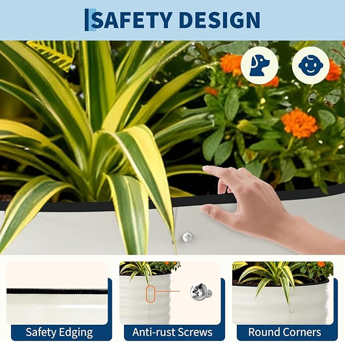 Garvee 2 Pack Galvanized Raised Garden Beds - 4x2x2ft Planter Box for Vegetables, Flowers, Rust-Resistant Garden Box, Easy Assembly Raised Beds, Durable Planters for Outdoor Plants, Beige