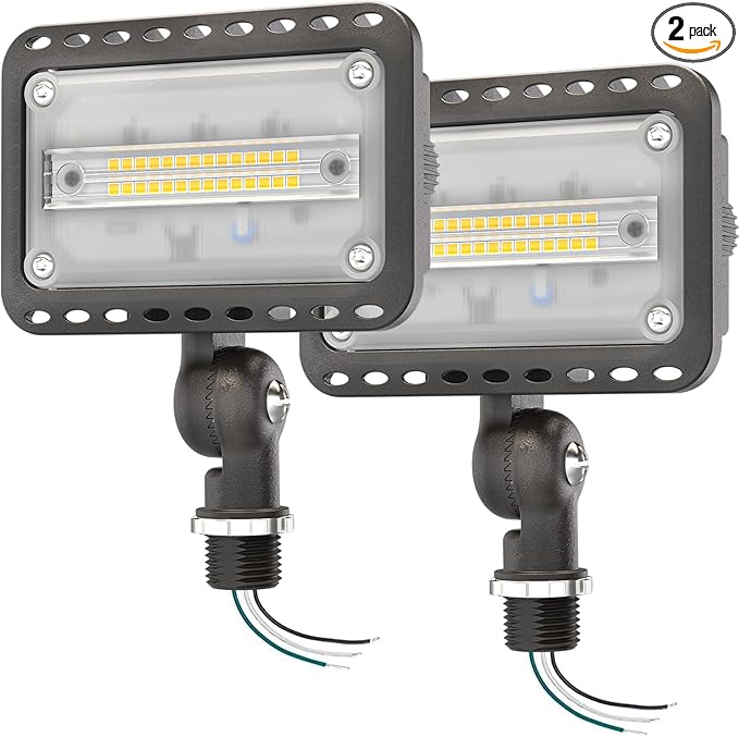 CINOTON 20W LED Flood Lights Outdoor, IP65 Waterproof Exterior Security Wall Lights with 180°Knuckle, 2800LM 120V Outside Aluminum Lighting Fixture for Patio Porch Barn Garage 5000K 2 Pack, UL Listed