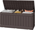 Greesum Outdoor Storage Box 82 Gallon Storage Bin with Lid for Patio Furniture, Garden Tools, Pool Supplies, Waterproof and UV Resistant, Lockable, Dark Brown