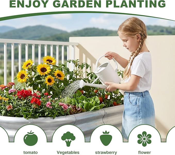 AHEONLAR 3 Pack 4×2×1.5ft Galvanized Raised Garden Beds Outdoor, Sturdy Planter Boxes for Vegetables, Fruits, Flowers and Plants, Easy Assembly, Silver