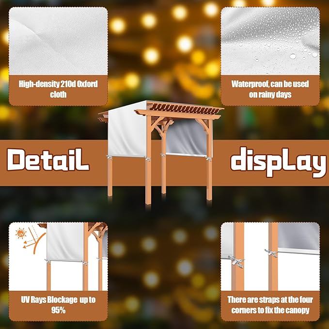 Universal Pergola Replacement Canopy Outdoor Canopy Shade Cover Waterproof Shade Top Cover for Outdoor Patio Porch Backyard(12 x 9 ft,Beige)