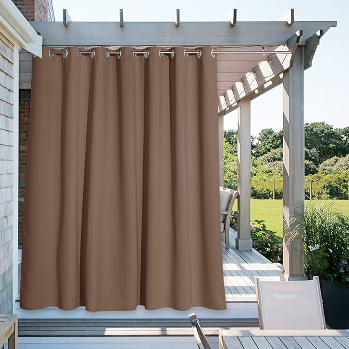 NICETOWN Room Divider Curtain for Patio 84 inch Length, Vertical Blinds Blackout Thermal Insulated Stainless Steel Grommet Top Slider for Sliding Glass Door, Tan, 1 Panel, W100 x L84