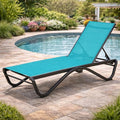 Kozyard Outdoor Chaise Lounge Chair, Full Aluminum Frame, Adjustable Reclining Patio Lounger for Poolside, Sunbathing & Backyard, Textilene (Aqua)