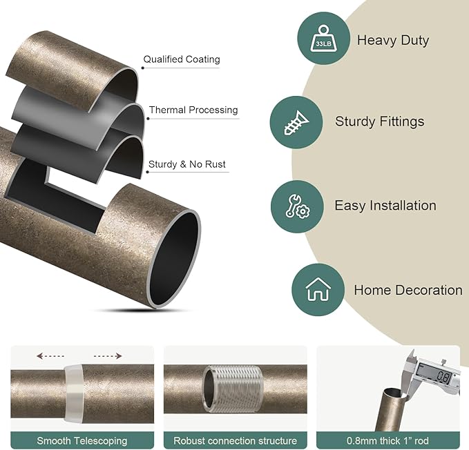 Retro Silver Curtain Rods for Windows 72 to 144 Inches Adjustable Length Heavy Duty 1" Diameter Window Curtain Rod with Decorative Finials for Outdoor Bedroom Kitchen Living Room Farmhouse