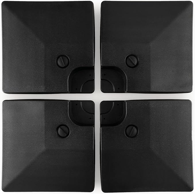 Tangkula 4-Piece 20L Cantilever Offset Patio Umbrella Base, 284 Lbs Heavy-Duty Water & Sand Filled Umbrella Stand, Square Weighted Plate Set with Easy-Fill Spouts, Black