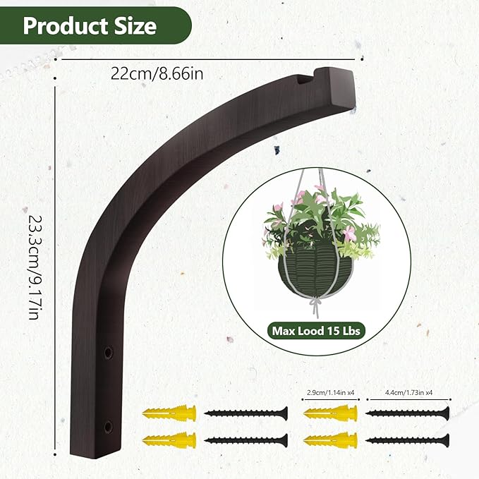 Stylish Wooden Plant Hanger – 2 Pack, 8-Inch Indoor/Outdoor Wall Hooks for Hanging Planters, Flower Pots, Lanterns, and Wind Chimes – Premium Beech Wood Home Decor
