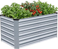 INNO STAGE 4x2x2ft Galvanized Raised Garden Bed, Raised Garden Bed Kit-Metal Planter Box Outdoor, Planting for Vegetables, Fruits, Herbs, Flowers, Silver