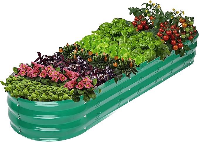 GADI Raised Garden Bed Kit for Vegetables Flower Galvanized Metal Planter Boxs Designed for Easy DIY and Cleaning Not Twist Or Rot (Green)