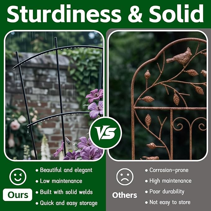 4 Pack 23'' Indoor Plant Trellis for Potted Plants Climbing, Outdoor Metal Garden Trellis Houseplants Flowers Vine Ivy,Fan Shape, Black