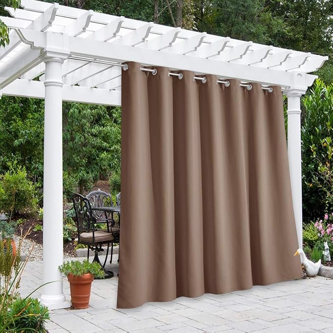 NICETOWN Room Divider Curtain for Patio 84 inch Length, Vertical Blinds Blackout Thermal Insulated Stainless Steel Grommet Top Slider for Sliding Glass Door, Tan, 1 Panel, W100 x L84