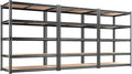 REIBII 2400LBS Storage Shelves 5 Tier Garage Shelving Heavy Duty, Adjustable Metal Shelving, Garage Shelves for Basement, Warehouse, Pantry, Closet, Kitchen 72" H x 35.55" W x 16" D, Black, 3 Pack